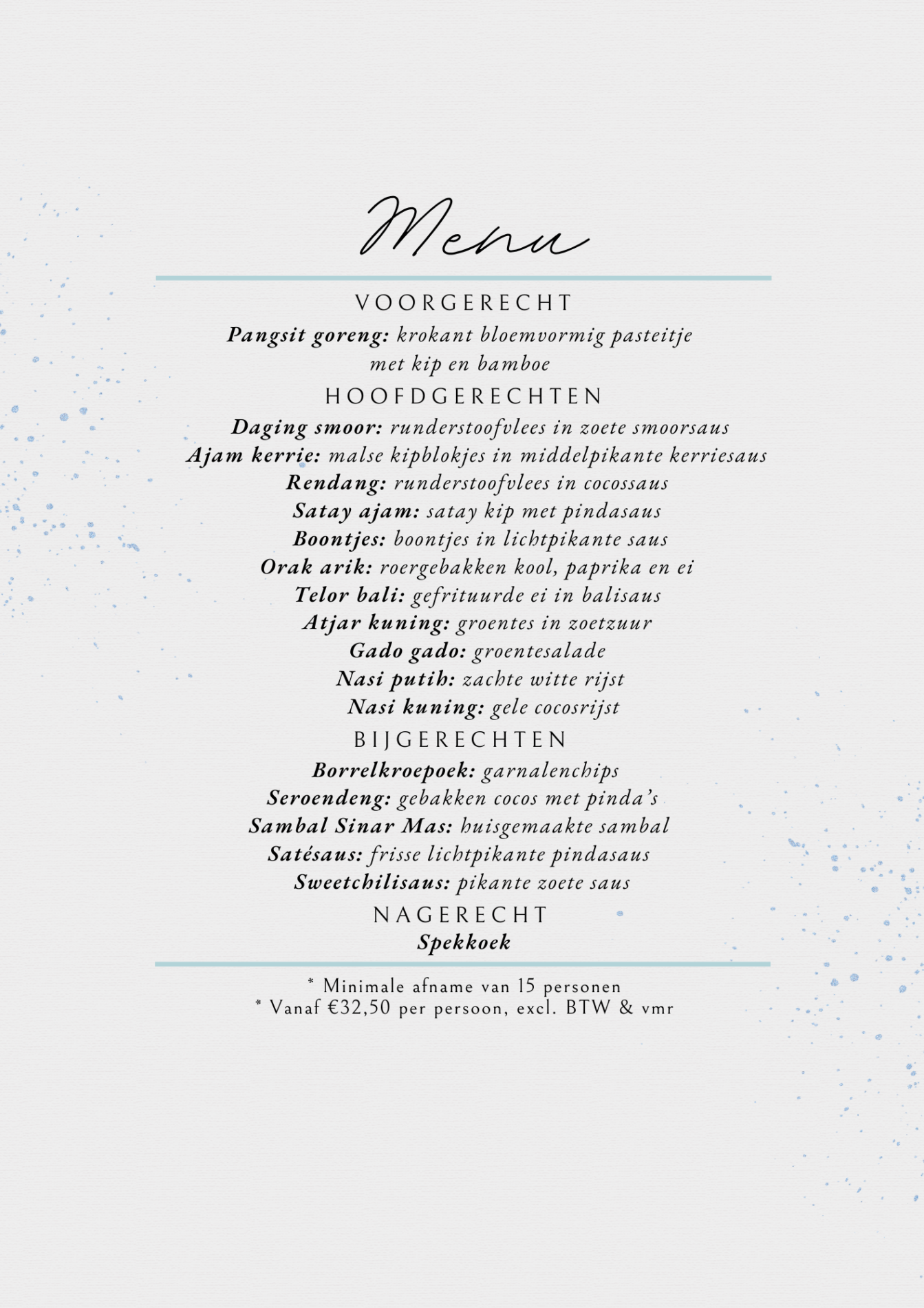 Indonesische rijsttafel menu NL